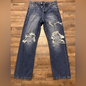 Distressed Blue Jeans